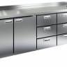 Холодильный стол HiCold SN 1133/TNС, с мойкой, 2280 мм, 2 двери, 6 ящиков