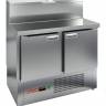 Холодильный стол для пиццы HiCold PZE1-11/GN (1/3H), 1000 мм, нерж., с витриной, 2 двери