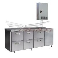 Холодильный стол Finist СХСан-600-1/6, 1900 мм, 1 дверь 6 ящиков, с настенным агрегатом