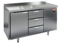 Холодильный стол HiCold GN 13/TN, 1390 мм, 1 дверь, 3 ящика