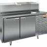 Холодильный стол для пиццы HiCold PZ1-11/GN (1/3H), 1390 мм, нерж., с витриной, 2 двери