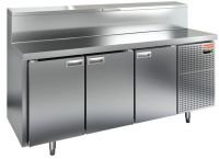 Холодильный стол для пиццы HiCold PZ1-111/GN (1/3H), 1835 мм, нерж., с витриной, 3 двери