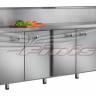 Холодильный стол для пиццы Finist СХСпцг-700-2, 1400 мм, 2 двери, столешница гранит, с витриной