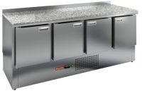 Холодильный стол для пиццы HiCold GNE 1111/TN W камень, 1970 мм, пластификат, 4 двери