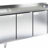 Холодильный стол HiCold GN 111/TNС-W, с мойкой, 1835 мм, полимер, 3 двери