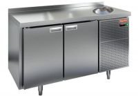 Холодильный стол HiCold SN 11/TNС, с мойкой, 1390 мм, 2 двери