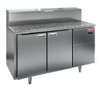 Холодильный стол для пиццы HiCold PZ1-11/GN (1/3H) камень, 1390 мм, с витриной, 2 двери