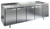 Холодильный стол HiCold GN 1111/TNС, с мойкой, 2280 мм, 4 двери
