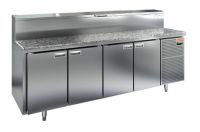 Холодильный стол для пиццы HiCold PZ1-1111/GN (1/3H) камень, 2280 мм, с витриной, 4 двери