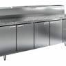 Холодильный стол для пиццы HiCold PZ2-1111/GN (1/6H) камень, 2280 мм, с витриной, 4 двери