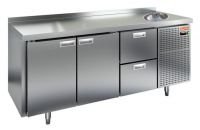 Холодильный стол HiCold GN 112/TNС, с мойкой, 1835 мм, 2 двери, 2 ящика