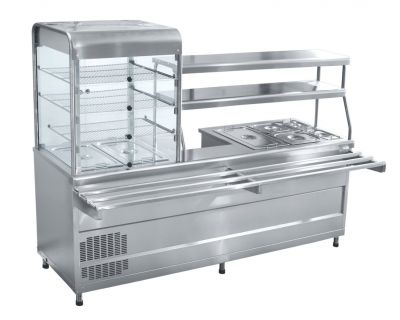 Прилавок-витрина холодильный мармитный универсальный ПВХМ-70 КМУ Чувашторгтехника