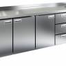Холодильный стол HiCold GN 1113/TNС, с мойкой, 2280 мм, 3 двери, 3 ящика
