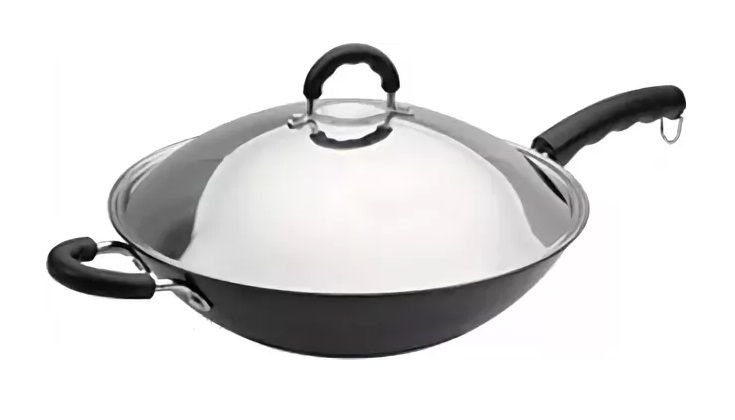 Сковорода wok Hurakan HKN-WPH01 черненая сталь, D=32 см, с крышкой