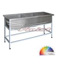 Ванна моечная Finist ВМЭ-3/1500*600*850, сварная трехсекционная, нержавеющая сталь, каркас-труба краш.