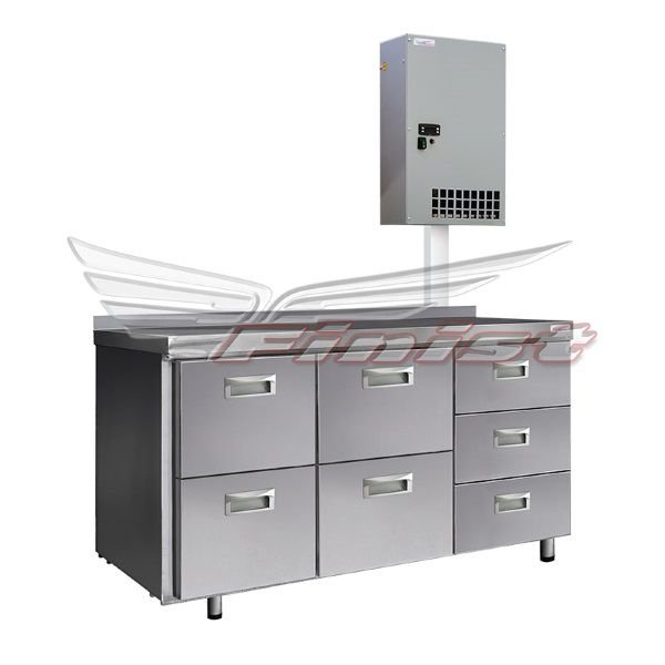 Холодильный стол Finist СХСан-600-0/7, 1410 мм, 7 ящиков, с настенным агрегатом