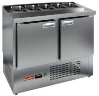 Холодильный стол для салатов HiCold SLE1-11/GN (1/3), 1000 мм, гнездо 792х156 мм, 2 двери