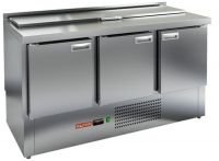 Холодильный стол для салатов HiCold SLE1-111/GN (1/3), 1485 мм, гнездо 1280х156 мм, 3 двери