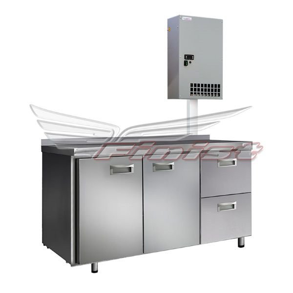 Холодильный стол Finist СХСан-600-2/2, 1410 мм, 2 двери 2 ящика, с настенным агрегатом