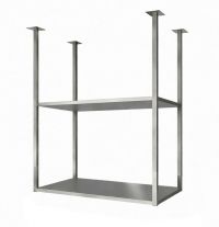 Подвесная полка с каркасом из нерж. трубы 25х25 мм — 2 секции, нержавеющая сталь