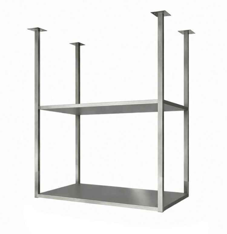 Подвесная полка с каркасом из нерж. трубы 25х25 мм — 2 секции, нержавеющая сталь