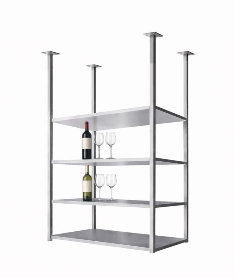 Подвесная полка с каркасом из нерж. трубы 25х25 мм — 3 секции, нержавеющая сталь