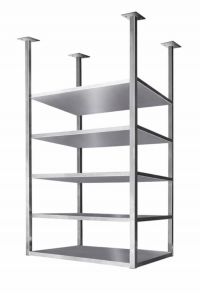 Подвесная полка с каркасом из нерж. трубы 25х25 мм — 4 секции, нержавеющая сталь