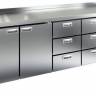 Холодильный стол HiCold GN 1133/TN, 2280 мм, 2 двери, 6 ящиков