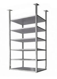 Подвесная полка с каркасом из нерж. трубы 25х25 мм — 5 секций, нержавеющая сталь