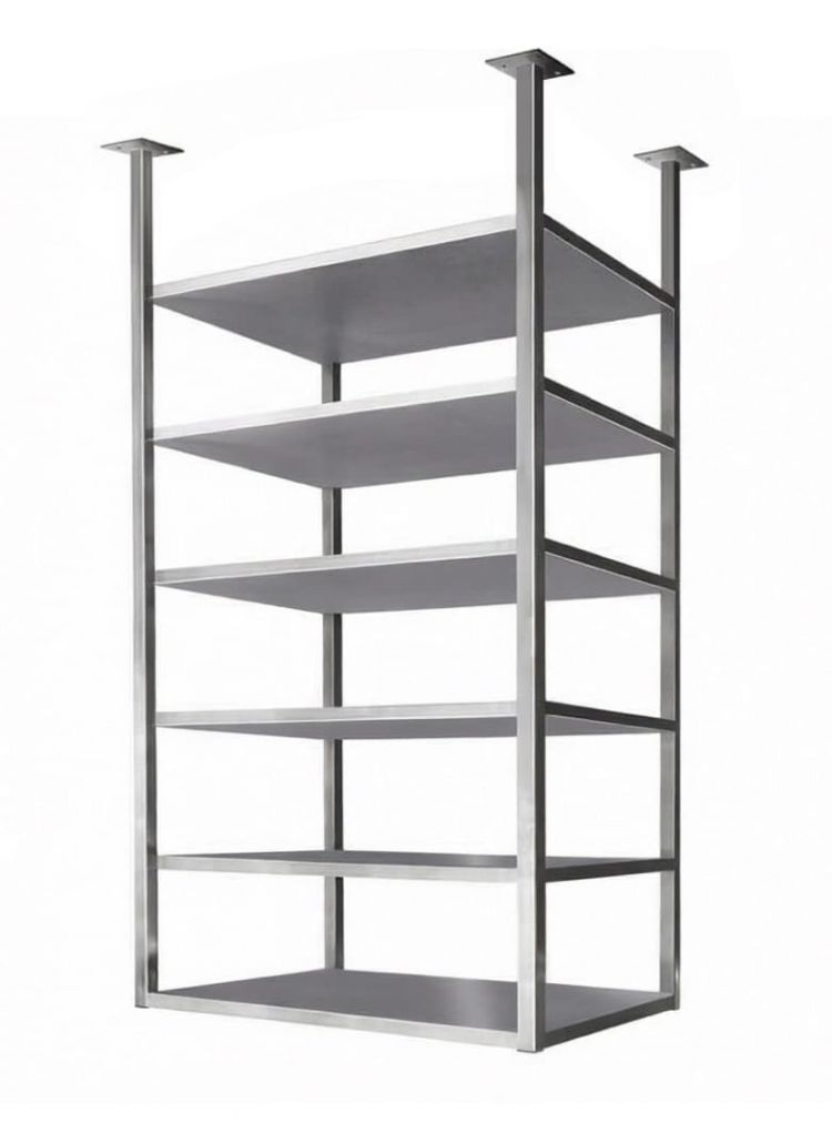 Подвесная полка с каркасом из нерж. трубы 25х25 мм — 5 секций, нержавеющая сталь