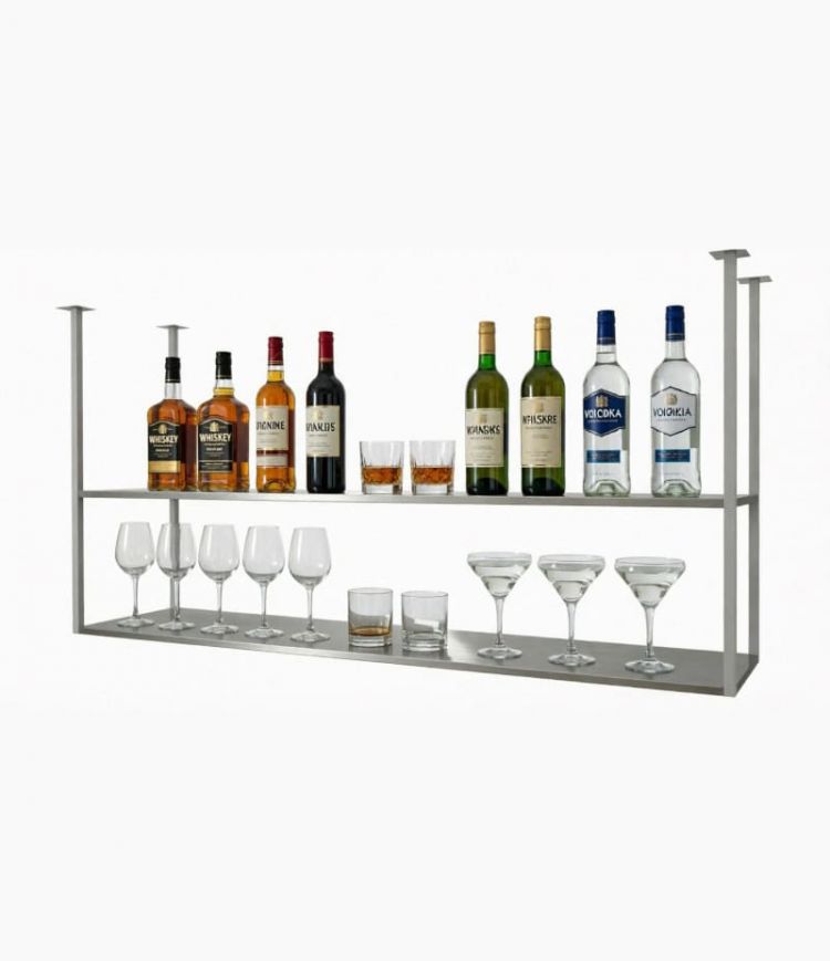 Подвесные полки 2 секции, высота 675 мм — каркас из крашеной трубы 25х25 мм