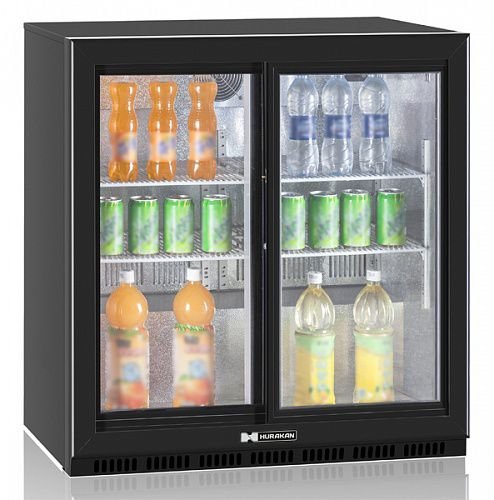 Холодильный шкаф-витрина Hurakan HKN-DB205S, барный, двухдверный, 185 литров