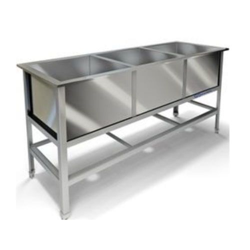 Ванна моечная Kayman ВМ-313/600, сварная трехсекционная, нержавеющая сталь, каркас-уголок нерж.
