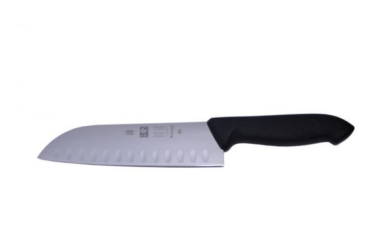 Нож японский Шеф 180/310 мм с бороздками, черная ручка, HoReCa 281.HR85.18 Icel