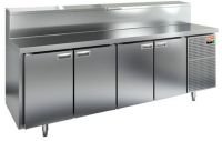 Холодильный стол для пиццы HiCold PZ1-1111/GN (1/3H), 2280 мм, нерж., с витриной, 4 двери