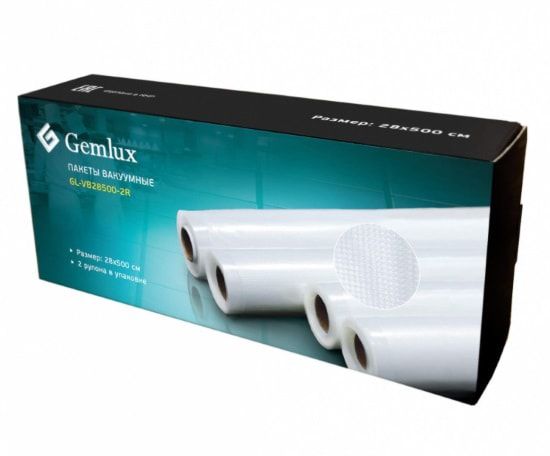 Пакеты для вакуумного упаковщика Gemlux GL-VB28500-2R, в рулоне, 28x500 см