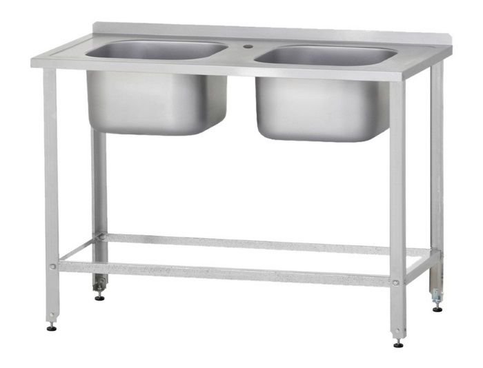 Ванна моечная ВМЦб-1200/600, цельнотянутая двухсекционная, нержавеющая сталь, каркас-уголок оцинк., борт