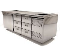 Холодильный стол  Finist СХС-800-2/6, с мойкой, 2300 мм, 2 двери, 6 ящиков