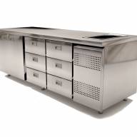 Холодильный стол  Finist СХС-800-2/6, с мойкой, 2300 мм, 2 двери, 6 ящиков - Холодильный стол  Finist СХС-800-2/6, с мойкой, 2300 мм, 2 двери, 6 ящиков