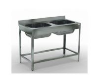 Ванна моечная ВМЦп-1200/600, цельнотянутая двухсекционная, нержавеющая сталь, каркас-труба нерж., борт