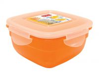 Контейнер для продуктов квадр. 0,6 л 13*13*7 см п/п оранжевый "SAFE-FOOD" 431157208 Рестола