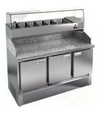 Холодильный стол для пиццы HiCold PZE3-111/GN (1/6H) камень, 1485 мм, под витрину, 3 двери