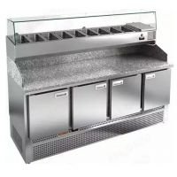 Холодильный стол для пиццы HiCold PZE3-1111/GN (1/6H) камень, 1970 мм, под витрину, 4 двери