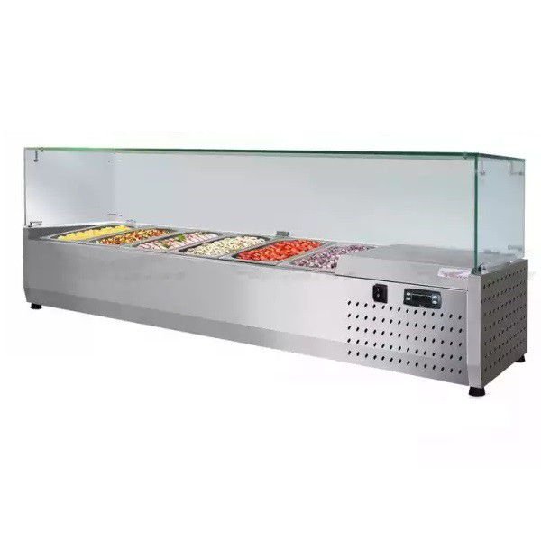 Холодильная витрина ToppingBox НХВсп-11, для ингредиентов, настольная, с прямым стеклом, 2340 мм