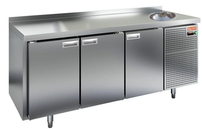 Холодильный стол HiCold GN 111/TNС, с мойкой, 1835 мм, 3 двери