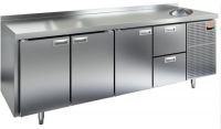 Холодильный стол HiCold SN 1112/TNС, с мойкой, 2280 мм, 3 двери, 2 ящика
