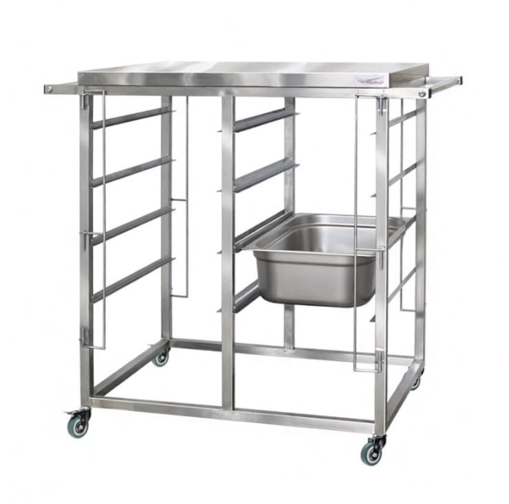 Тележка для гастроёмкостей Finist, 945×560×1000 с рабочей поверхностью и фиксаторами, нержавеющая сталь