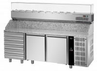Холодильный стол для пиццы Apach APZ03D6+VR4 200 VD, 2000 мм, 2 двери, 6 ящиков, с витриной