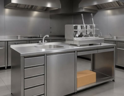 Finist выпустил ванну-тумбу 1800 мм с 6 ящиками, бункером и цельнотянутой мойкой из AISI 430